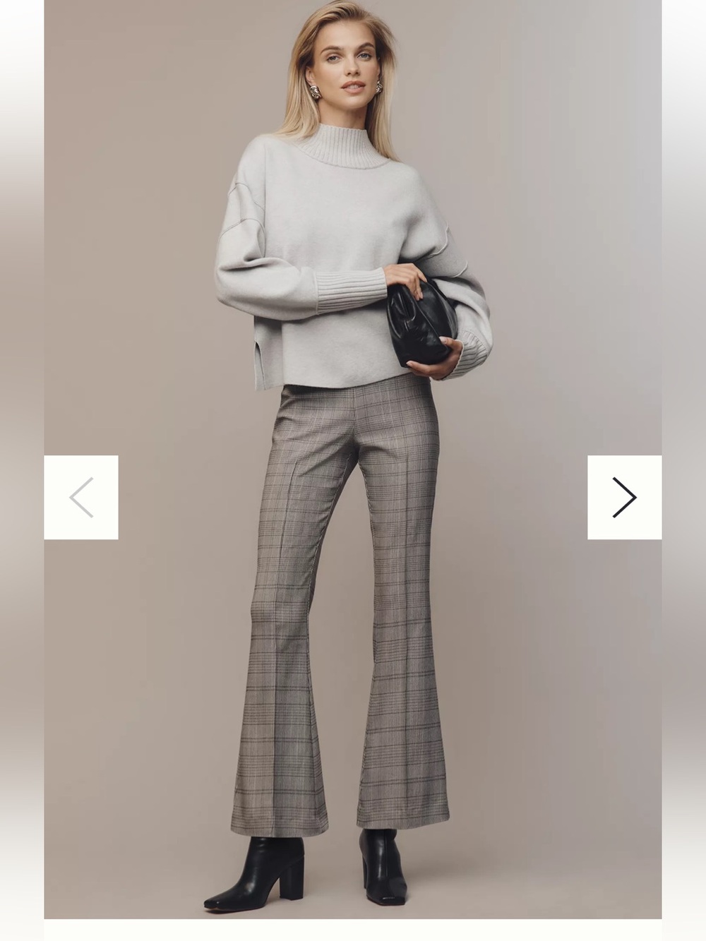 Anthropologie Plaid Wide-Leg Trousers in Gray and Black